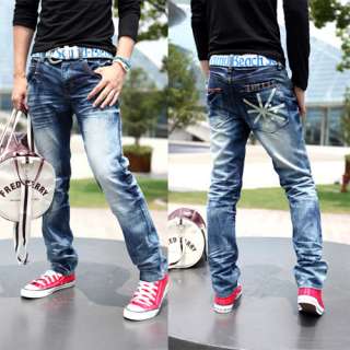 2011 New Men Low waist Slim Fit Fashion Jeans Blue 2134  