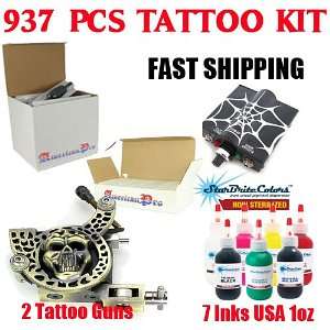 com Tattoo Kit Professional 2 Guns Supply Set Lot, Star Brite Tattoo 