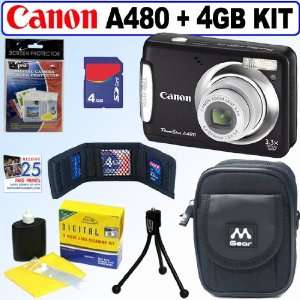  Canon PowerShot A480 10 MP Digital Camera (Black) + 4GB 