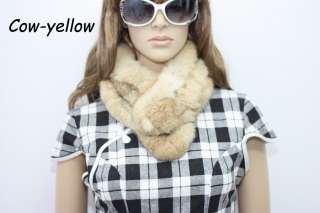 new multi color womens fashion 3 rows real rabbit fur scarf shawl 