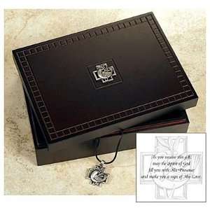  Abbey Press Dark Wooden Jewelry Box With Dove And Cross 