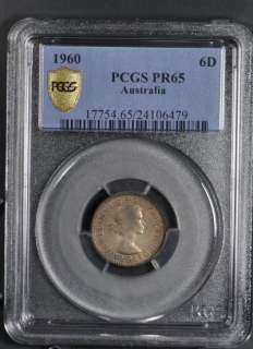 1960 PCGS PR65 AUSTRALIA PROOF 6 PENCE SIXPENCE  