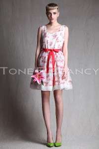 2012 Spring NEW $850 RED Valentino Tie Back Dance Silk Organza Dress 