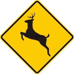  Deer Crossing Highway Sign Round Sticker 