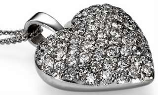 Ladies 1.0 Carat Round Diamond Heart Necklace Pendant 14k Solid White 