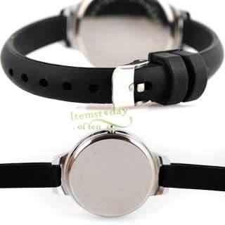 Charm Elegant Lady Black Dial Quartz Wrist Watch Ultra Thin Rubber 