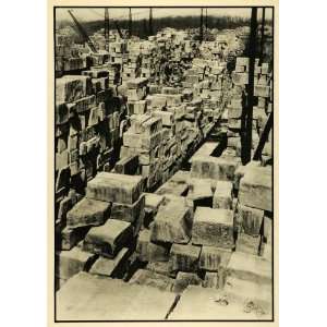 1931 Print Limestone Block Indiana Stacking Yard Field Margaret Bourke 