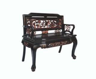 ChaoZhou Antique Rose Wood Flower Bird Gold Carving Love Seat WK2113 