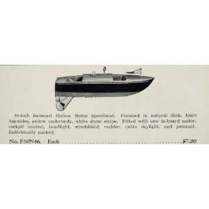   Ad Vintage Toy Speedboat Inboard Hollow Motor Boat   Original Print Ad