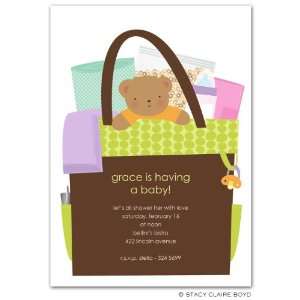  All In The Bag Green Baby Shower Invitations