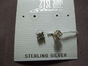 21st & Stone Sterling Silver earrings w/cubic zirconia not scrap 