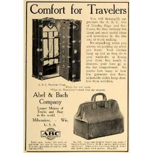 1906 Ad Abel Bach Wardrobe Trunk English Oxford Bag   Original Print 