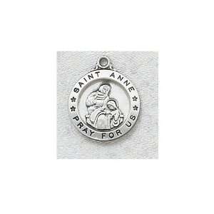  Sterling Silver St. Anne Medal with 18 inch chain Jewelry
