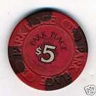 old 5 dollar poker chip park place hotel $ 21 24  free 