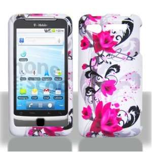 HTC G2 Merge (Verizon) Red Flower on White Case Cover Protector (free 