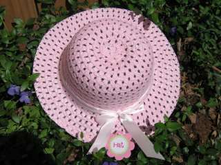 NEW LIGHT PINK Dress Up Party Girls Easter Straw Hat Toddler Kids 