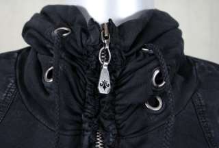 AFFLICTION womens BULKHEAD mock neck zippered jacket black lava wash 