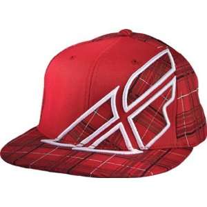    FLY RACING PLAID F WING CASUAL MX OFFROAD HAT RED LG/XL Automotive
