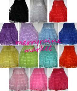 14 colors 5 Sizes New Knee Length Crinoline Petticoat  