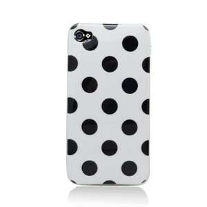 TPU iPhone 4S Candy Skin Cover Case Polka Dots Black White 