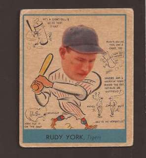 1938 Goudey Heads Up #284 Rudy York VG Tigers  