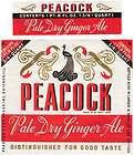 Old soda pop bottle label PEACOCK PALE DRY GINGER ALE bird picture 