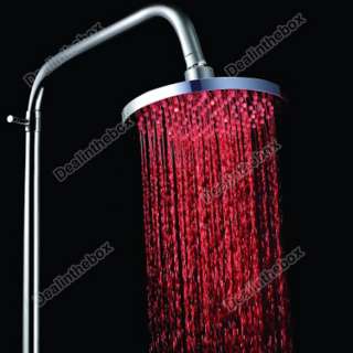 New LED Light Round Top Rain Shower Head Bathroom Bath Glow Three 