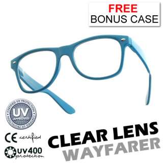 Colorized NERD Clear Lens Wayfarer Glasses 2951 BLUE  