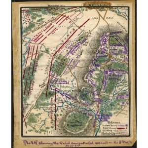 Civil War Map Plan shewing sic the Rebel concentrated assault on the 
