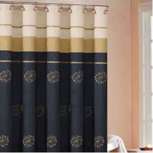  Maggie Embroidered Shower Curtain in Navy