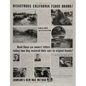  1934 Ad Johnsons Car Wax 1933 California Flood Glendale 