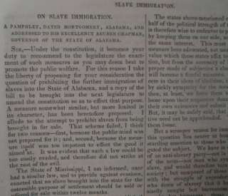 Slavery  Ban Slave Import Alabama 1849 Ralph Waldo Emerson Criticism 