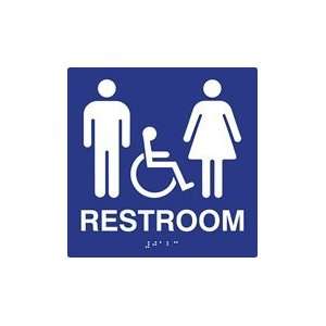 ADA Compliant Wheelchair Accessible Unisex Restroom Wall Signs   8x8 