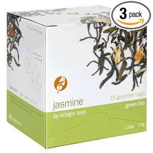 Adagio Teas Green Tea, Jasmine, Tea Bags, 15 Count Package (Pack of 3)