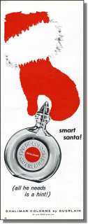 1962 Smart Santa   Shalimar Cologne Guerlain, Print Ad  