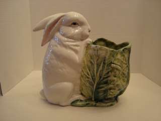 Collectable Intrada White Rabbit with Cabbage Planter Made in Italy 
