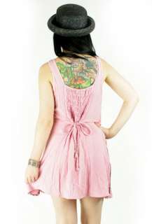 vtg 90s S/M Pink Embroidered Boho Hippie Mini Dress India Grunge 
