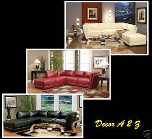 Red Black White 5 pcs Bonded Leather Sectional Sofa Set W Ottoman 