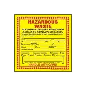 Hazardous Waste (CALIFORNIA) 6 x 6 DOT Transportation Labels (QTY/25 