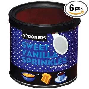 McStevens Spooners Sweet Vanilla Sprinkles, 4 Ounce Cans (Pack of 6 