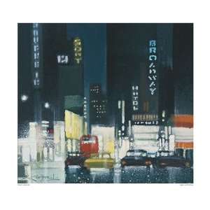  Night on Broadway by Xavier Carbonell. Size 18.00 X 19.50 
