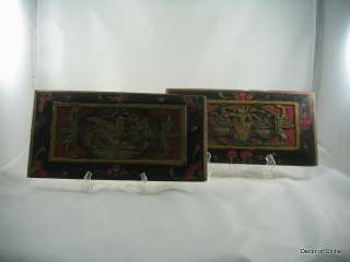 Pair Chinese Antique Carved Wood Carvings Panels M9 05  