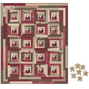   Anderson Designs WONKY SANTA Quilt Pattern + 20 WONKY STAR Buttons