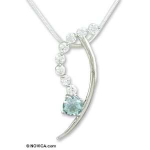  Blue topaz pendant necklace, Blue Comet Jewelry