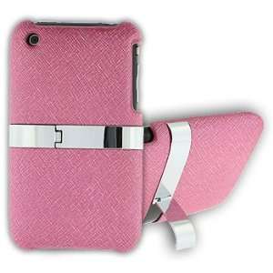  Pink Leather with Stanless Steel Kickstand Snap on Hard 