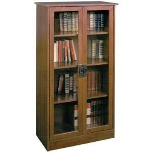  Glass Door Bookcase Cherry Finish   Ameriwood 34825