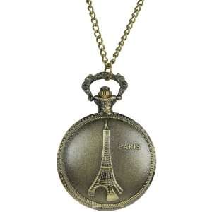  Bronze Vintage Style Parisian Pocket Watch Necklace 