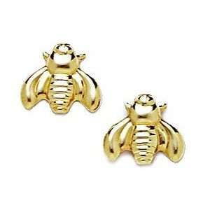   Gold Bee Stamping Earrings   Measures 9x10mm   JewelryWeb Jewelry