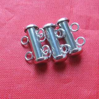 3pcs Silver Plated 2 strand Slide Tube Clasp Findings  