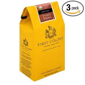 First Colony Organic French Market Dark Roast Coffee, 12 Ounce Bags 